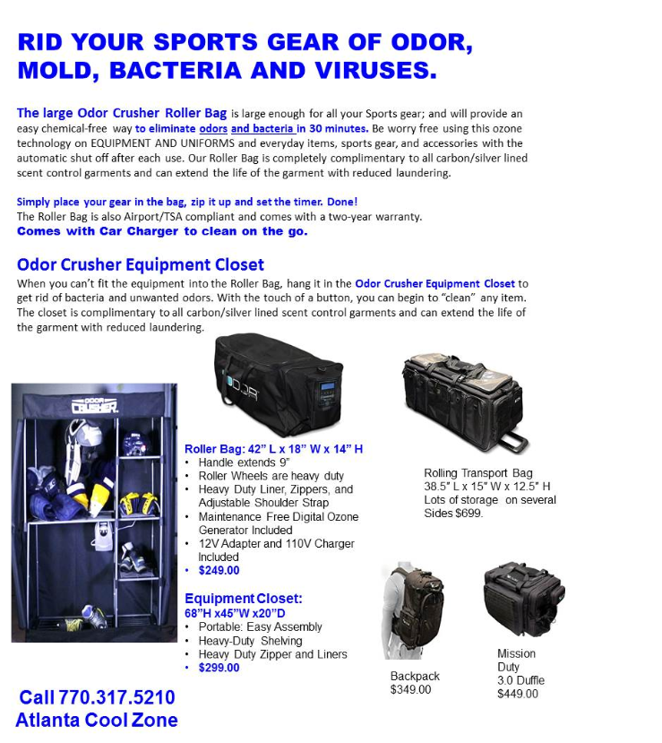 Atlanta Cool Zone  is the leading provider of Odor Crusher Commercial Ozone generators to kill carona viruses and bacteria in athletics and law enforcement